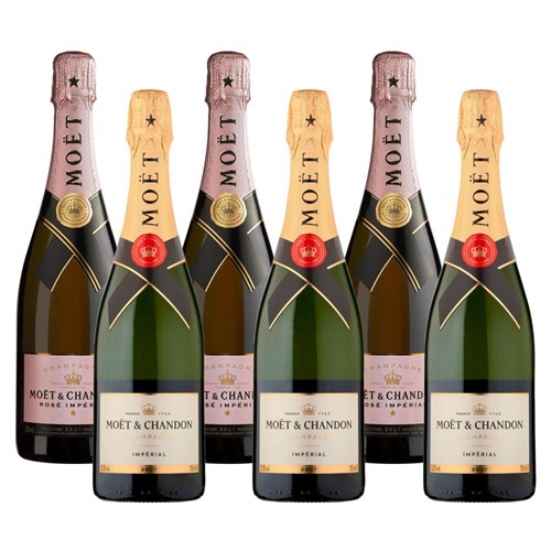 Mixed Case of Moet And Chandon Brut and Rose (6x75cl)